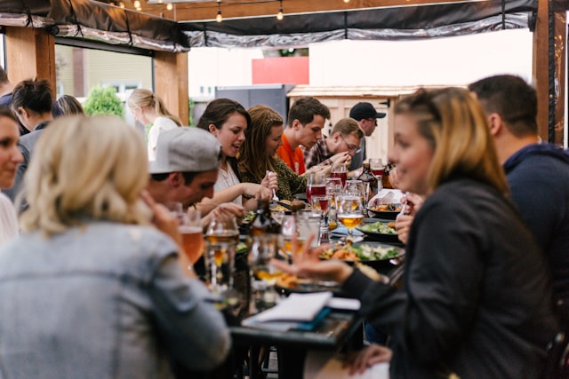 A busy, fully occupied restaurant. These owners know their ideal clients and don't need opinions about their business.